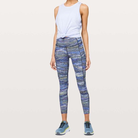 Lululemon Fast and Free Tight II 25" Non-Reflective Interconnect Blue size 6 - Picture 1 of 7